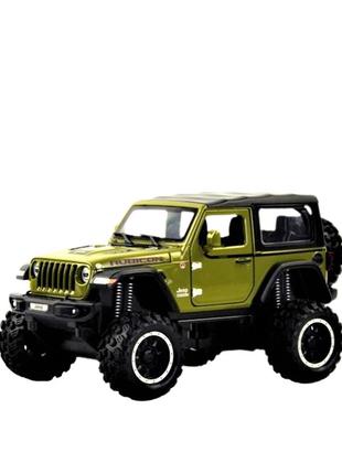 2401c-1 металева машинка mini auto 1:24 jeep wrangler rubicon off-road інерційна, світло, звук зелений