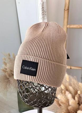 Шапка calvin klein не высокая лопатка унисекс шерсть