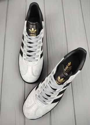 Кроссовки adidas gazelle gray black10 фото