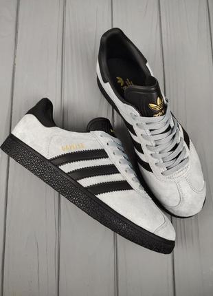 Кроссовки adidas gazelle gray black1 фото