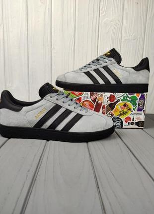 Кроссовки adidas gazelle gray black2 фото