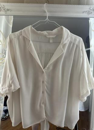 Белая базовая блуза свободного кроя hm4 фото
