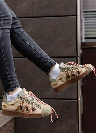 Кросівки adidas superstar x melting sadness green brown3 фото