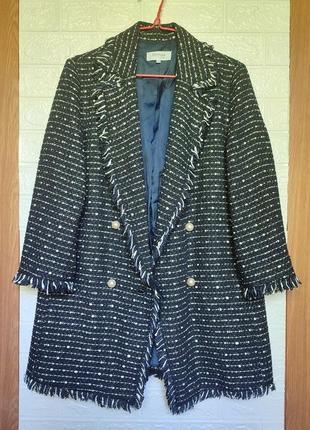 Облегчённое твидовое пальто жакет из твида от formula joven испания ☕ наш 42-44рр2 фото