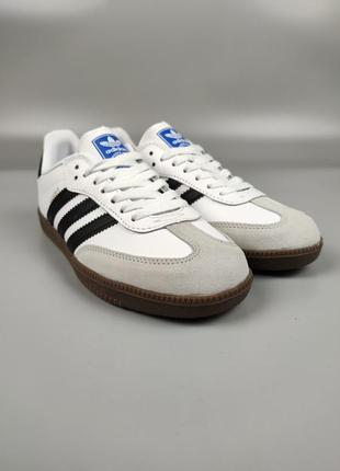 Кроссовки adidas samba vegan white black3 фото