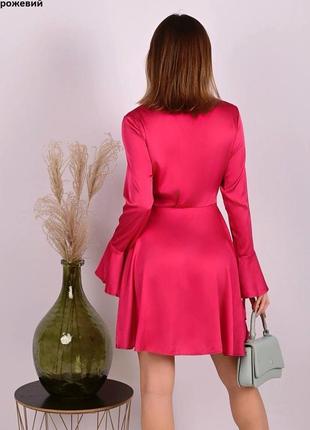 Сукня атласна рожева2 фото