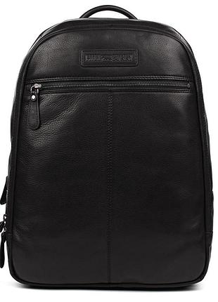 Большой кожаный рюкзак hill burry hb4006a черный