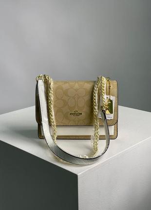 Coach mini klare crossbody in signature canvas beige/white5 фото