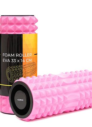 Массажный ролик cornix eva 33 x 14 см (валик, роллер) xr-0339 pink