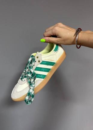 Кроссовки adidas samba × wales bonner cream green8 фото