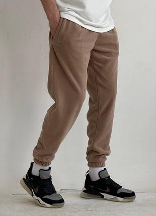 Бежеві спортивні штани чоловічі на флісі оверсайз