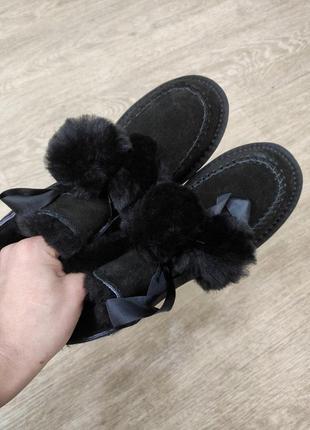 Угг мини черные замшевые сапоги. ugg bailey bow mini suede dark3 фото