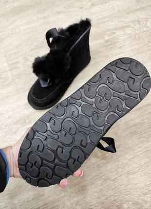 Угг мини черные замшевые сапоги. ugg bailey bow mini suede dark5 фото