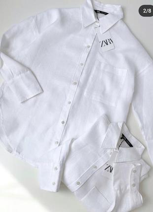 Сорочка рубашка базова лляна зара zara s7 фото
