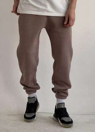 Коричневі спортивні штани чоловічі на флісі оверсайз
