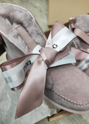 Угг мини женские розовые сапоги замшевые ugg bailey bow mini suede pink6 фото