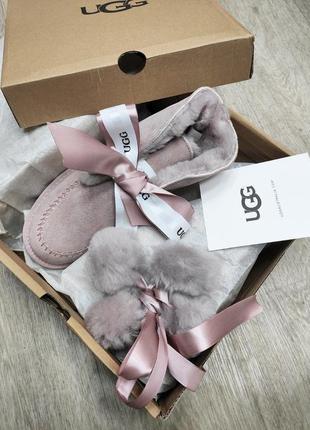 Угг мини женские розовые сапоги замшевые ugg bailey bow mini suede pink10 фото