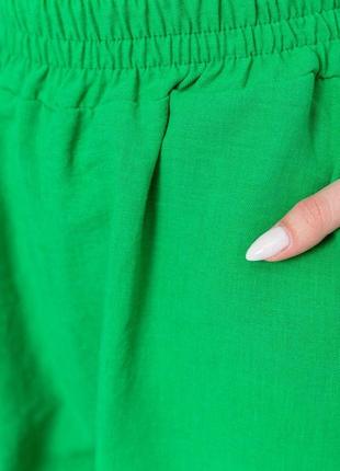 Шорты женские свободного кроя ткань лен, цвет зеленый, 177r0235 фото