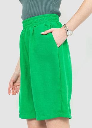 Шорты женские свободного кроя ткань лен, цвет зеленый, 177r0233 фото