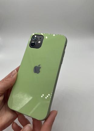 Чехол на iphone glass case “macarons” 🍪 (матовые силиконовые бортики)5 фото