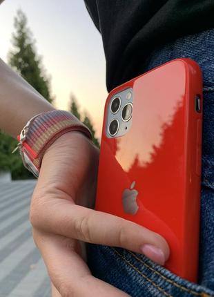 Чехол на iphone glass case “macarons” 🍪 (матовые силиконовые бортики)7 фото