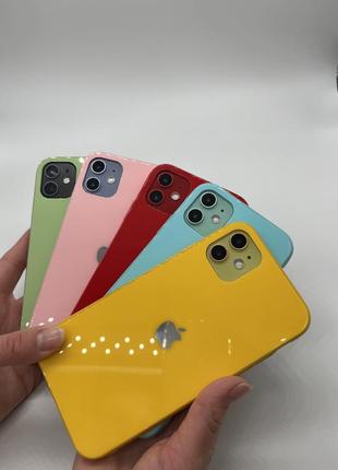 Чехол на iphone glass case “macarons” 🍪 (матовые силиконовые бортики)2 фото
