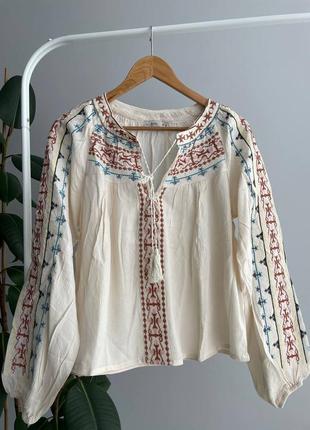 Распродажа 🏷 турецкий оверсайз блузка блузка вышиванка с рукавами фонариками2 фото