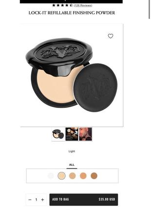 Легкая, матирующая прессованная финишная пудра kvd beauty lock-it refillable...