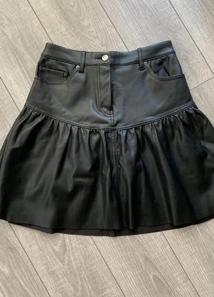 Юбка zara экокожа
