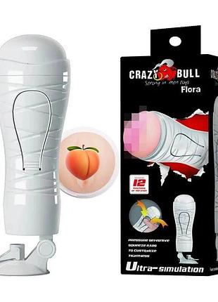 Мастурбатор вагіна на присосці з вібрацією на акумуляторі crazy bull flora