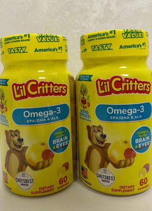 L'il critters, омега-3, со вкусом малины и лимонада, 60 шт
