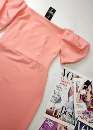 Сукня футляр жіноча міні рожевого кольору з короткими рукавами ліхтариками від бренду quiz 82 фото