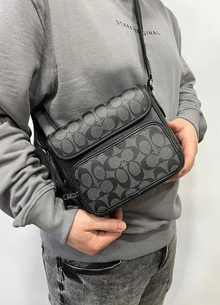 Мужская сумка coach черная с серым