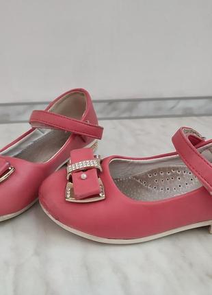 Розовые туфли для девочки, 17 см внутри6 фото