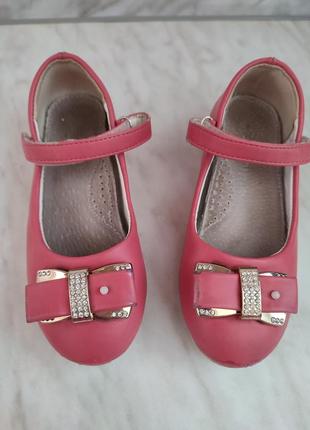 Розовые туфли для девочки, 17 см внутри7 фото