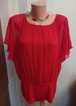 Нарядна шовкова червона блуза блузка топ l xl  шовк літуча миш 16. 48 -  527 фото
