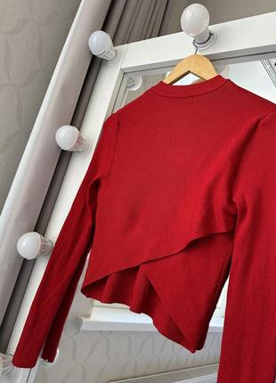 Пуловер в рубчик червоний2 фото