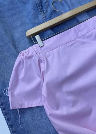 Нежно розовая котоновая рубашка оверсайз6 фото
