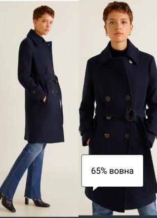 Шерстяное осеннее пальто mango m