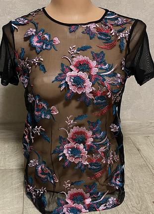 Футболка сеточка вышитая new look