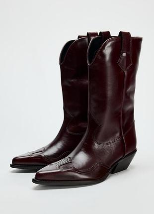 Кожаные ковбойские сапоги zara new 36 37 38 39 | сапоги