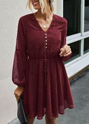 Женское платье бордо, s-м
