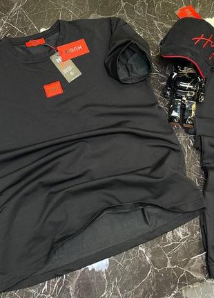 Брендовый мужской летний комплект / качественный костюм boss в черном цвете на лето2 фото