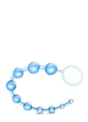 Голубая анальная цепочка с кольцом b yours basic beads blue