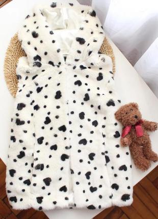 Милая меховая пятнистая жилетка с капюшоном atmosphere на подростка