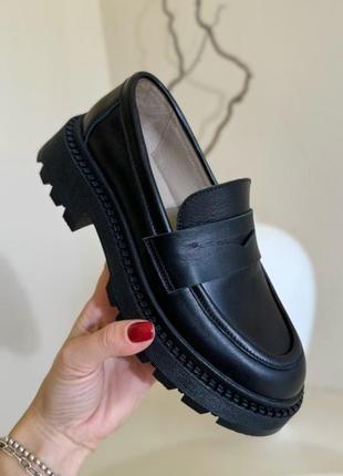 Демисезонные лоферы из кожи, мягкие, легкие - арт. 35190