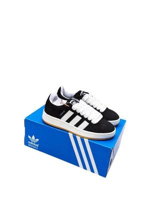 Жіночі кросівки adidas campus чорні (коричнева підошва)