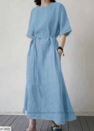 Жіноча літня лляна сукня з льону,легка довга,женское летнее платье натуральное лёгкое лён1 фото
