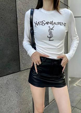 Лонгслів в стилі ysl білий