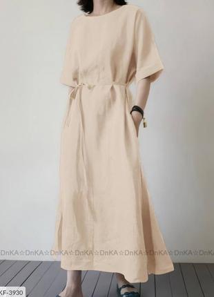 Жіноча літня лляна сукня з льону,легка довга,женское летнее платье натуральное лёгкое лён